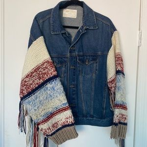 Oversized Denim Jacket w/ Sweater sleeves